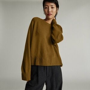Everlane The Cashmere Boxy Crew Brown Base - Size M
